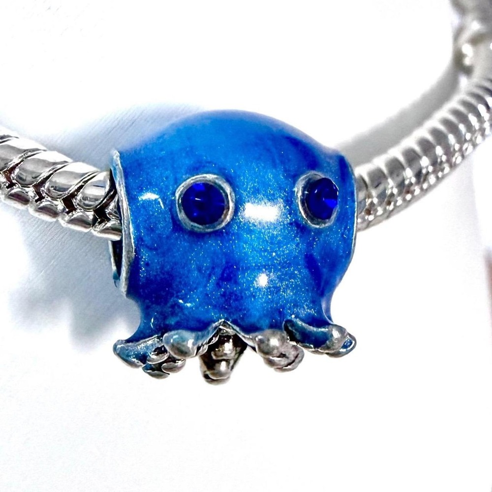 Blue Octopus Bead Charm Fits European Snake Chain Bracelet